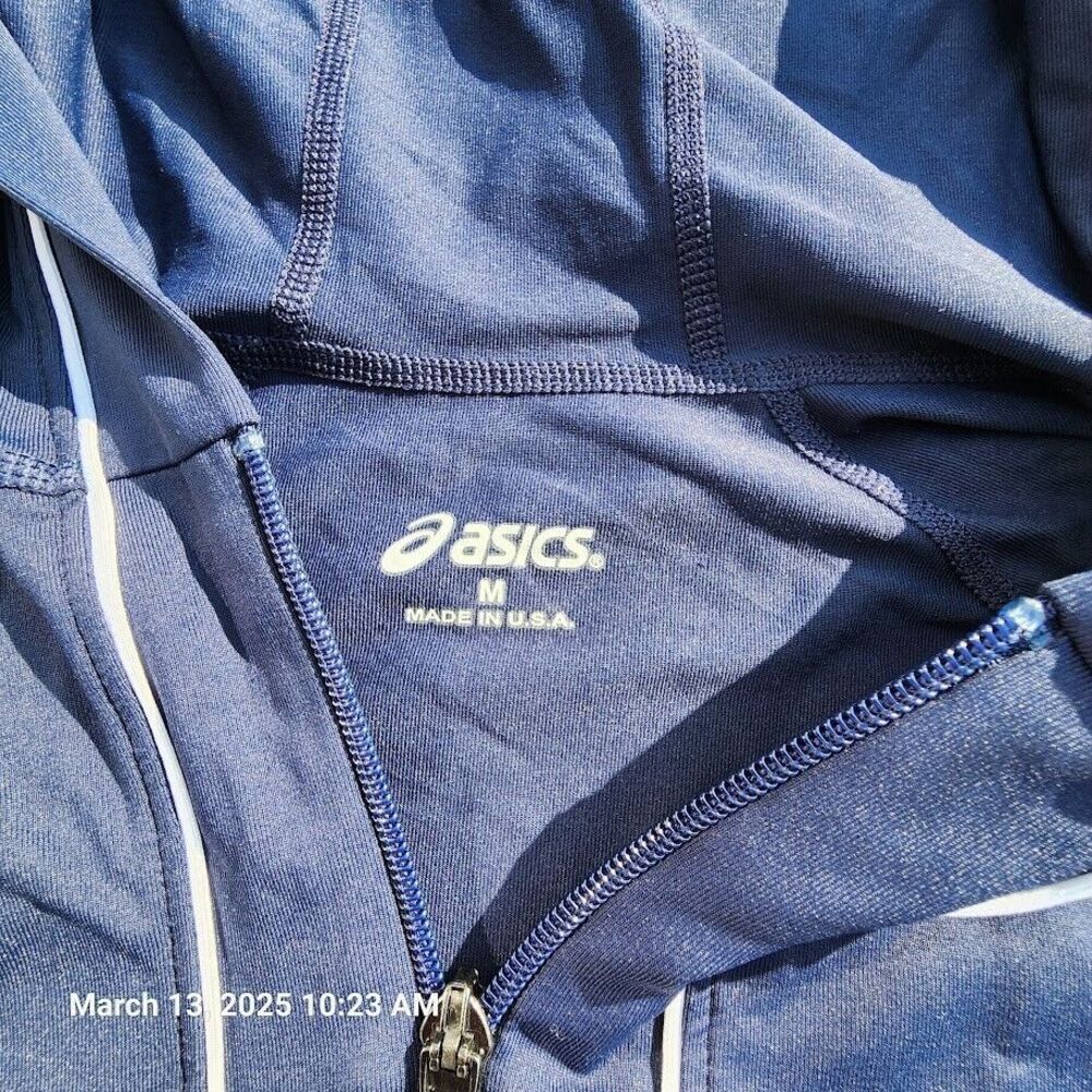 Asics Women's Medium Long Sleeve Active Jacket Full Zip USA Made Hooded Pockets - Picture 3 of 10